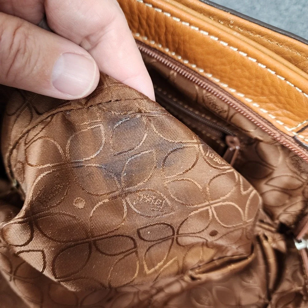 Fossil Cognac Pebbled‎ Leather Satchel Handbag ZB9962 Brown Key Charm